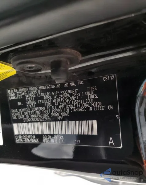2013 Toyota Sienna Le z USA, uszkodzony, nr VIN 5TDKK3DC8DS282464